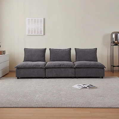 Streamdale Furniture Mid-Century Modern 3-Seater Sectional Sofa with Armless Design