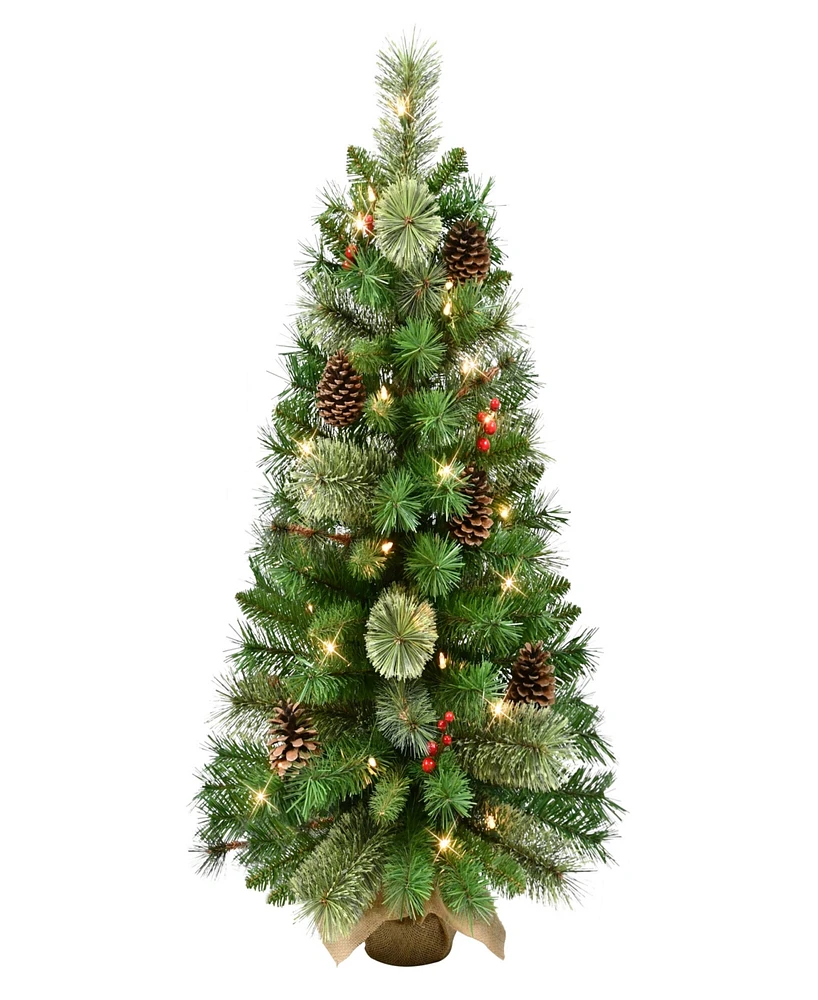 Puleo Pre-Lit Adorned Artificial Tree 3ft