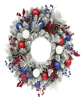 Puleo Adorned Flocked Artificial Wreath 24 Inch