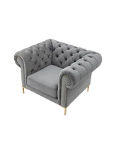 Inspired Home Journie Velvet Chesterfield Club Chair