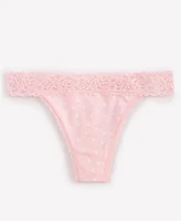 State of Day Women's Cotton Blend Lace-Trim Thong Underwear, Created for Macy's