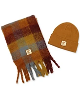 Timberland Logo Detail Multi-Check Scarf & Beanie Boxed Gift Set