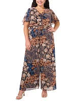 Msk Women's Floral-Print Smocked Jumpsuit