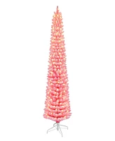 Puleo Pre-lit Pencil Artificial Christmas Tree 7.5 ft