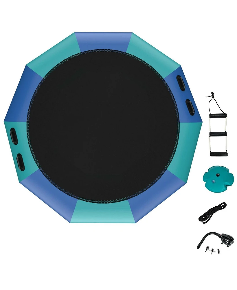 Sugift 12 Feet Inflatable Splash Padded Water Bouncer Trampoline