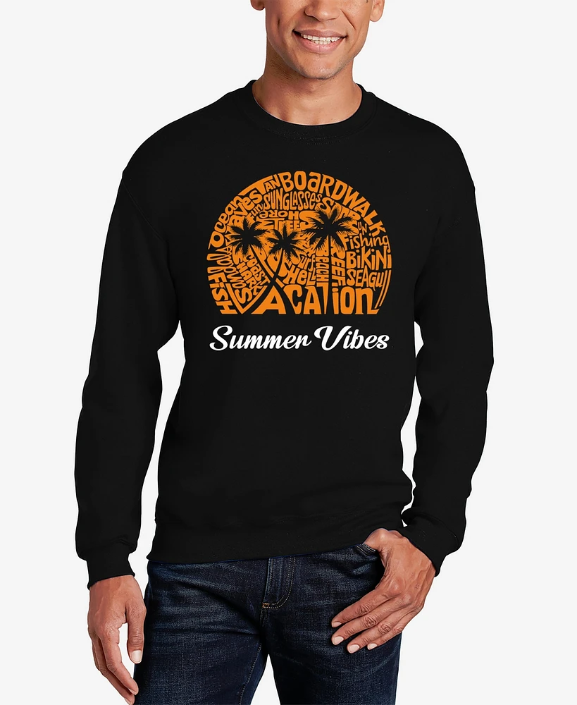 La Pop Art Men's Summer Vibes Word Crewneck Sweatshirt