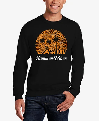 La Pop Art Men's Summer Vibes Word Crewneck Sweatshirt