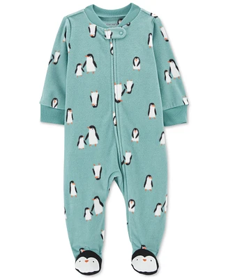 Carter's Baby Boys Sleep & Play Printed Zip-Up Fleece Footie Pajamas