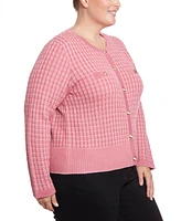 Joseph A Plus Size Lurex Mixed Stitched Cardigan Sweater