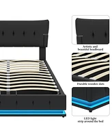 Hydraulic Storage Platform Bed with Rgb Led
