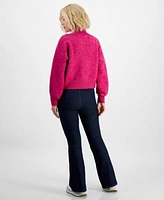 Dkny Jeans Petite Mock Neck Cropped Sweater Dkny Jeans High Rise Flare Leg Pull On Denim Jeans