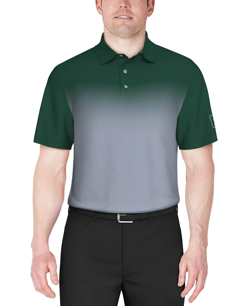 Pga Tour Men's Short Sleeve Ombre Print Performance Polo Shirt