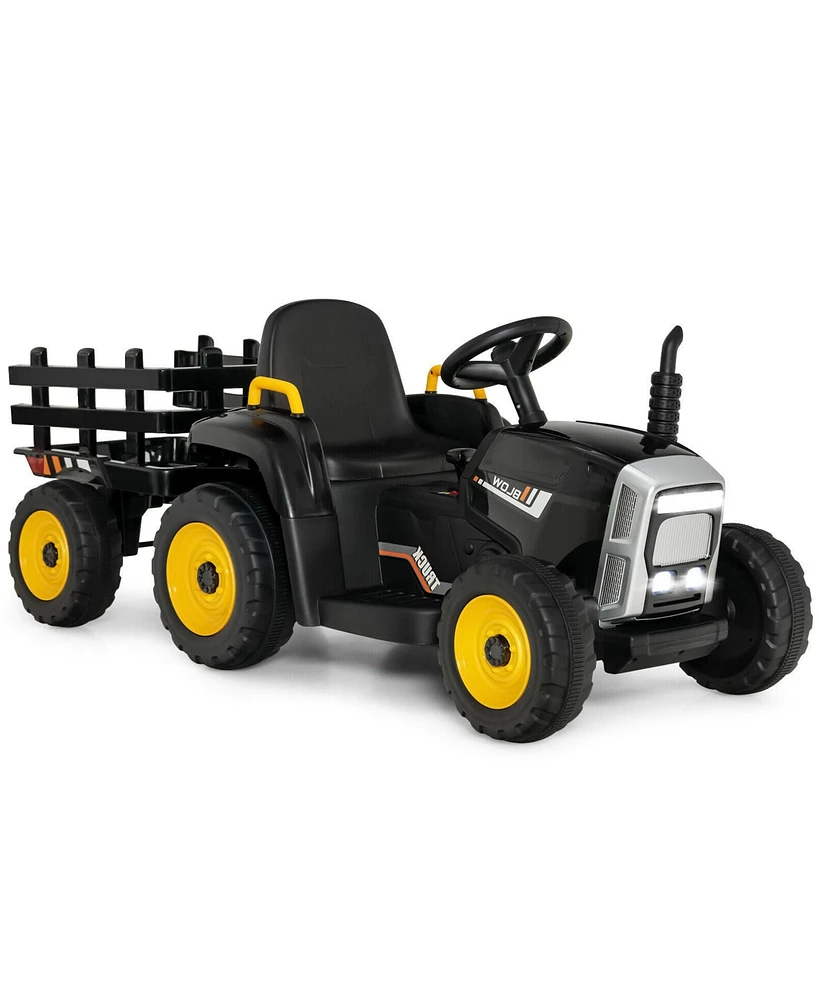 Sugift 12V Ride on Tractor with 3-Gear-Shift Ground Loader for Kids 3+ Years Old