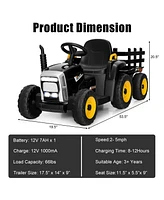 Sugift 12V Ride on Tractor with 3-Gear-Shift Ground Loader for Kids 3+ Years Old
