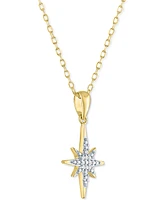 Diamond Accent Star Pendant Necklace in 14k Gold-Plated Sterling Silver, 16" + 2" extender - Gold