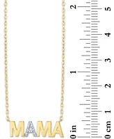 Diamond Accent Mama Pendant Necklace in 14k Gold-Plated Sterling Silver, 16" + 2" extender - Gold