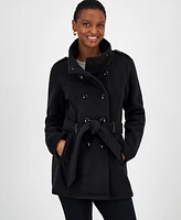 Bcx Juniors' Micro-Fleece Double-Breasted Belted Coat