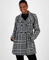 Bcx Juniors' Houndstooth Double-Breasted Belted Coat