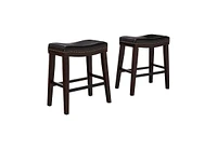 26" Saddle Counter Stool with Nailhead Trim (Set of 2), Dark Brown