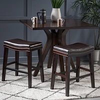 Simplie Fun 26" Saddle Counter Stool with Nailhead Trim (Set of 2), Dark Brown