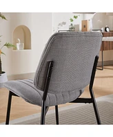 Modern Retro Linen Dining Chairs Set of 2 with Bentwood & Adjustable Feet