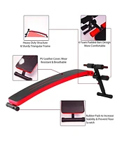 Vebreda Folding Weight Bench Adjustable Sit-up Board Workout Slant Bench-Red