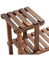 Givimo 6 Tier Wooden Shelf Storage Plant Rack Stand