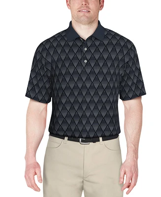 Pga Tour Men's Short Sleeve Ombre Jacquard Performance Polo Shirt