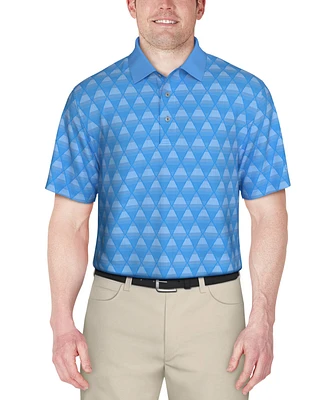 Pga Tour Men's Short Sleeve Ombre Jacquard Performance Polo Shirt