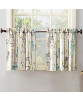 No. 918 Hoot Owl Print Semi-Sheer Rod Pocket Kitchen Curtain Tier Pair