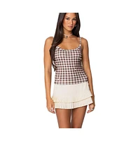 Edikted Women's Flower Field Gingham Tank Top