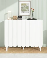 Streamdale Furniture Black Cream Style Minimalist Shoe Cabinet with Wave Doors