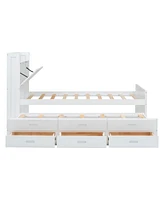 Twin Bed with Storage Headboard and Trundle