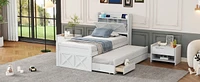 Twin Bed with Storage Headboard and Trundle