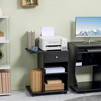 Printer Table Desk, Rolling Cart Stand with Wheels and Adjustable Shelf