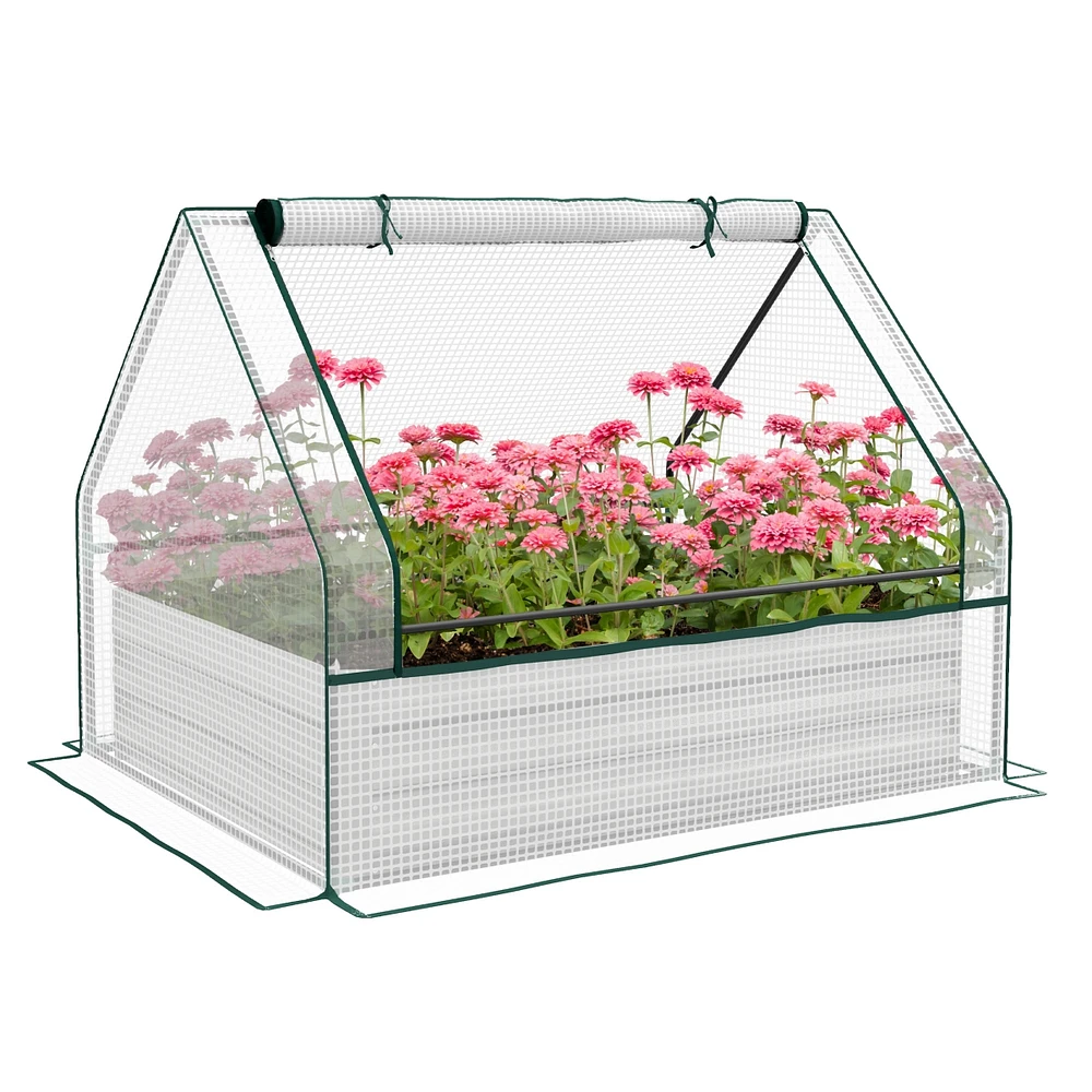 Streamdale Furniture Mini Greenhouse Raised Garden Bed, White & Silver