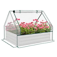 Simplie Fun Mini Greenhouse Raised Garden Bed, White & Silver