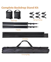 Yescom 10Ft Adjustable Photography Studio Backdrop Support Stand Background Crossbar Frame Kit with 6 Clamps and Case