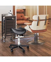 Simplie Fun Rolling Salon Stool with Ergonomic Faux Leather