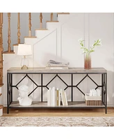 Tribesigns 71 Inch Extra Long Sofa Table, Narrow Console Tables Behind Couch Table with Open Storage Shelf