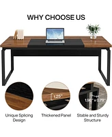 Tribesigns 63" Modern Conference Table with Splicing Board, 5FT Meeting Tables for Home Office, Business Training Seminar Stylish Meta