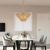 Woven Bohemian Rattan Pendant Light with 5-Tier Chandelier