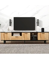 80" Modern Tv Console with Cabinets and Shelves