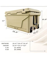 Streamdale Furniture Khaki 65QT Impact-Resistant Ice Cooler for Outdoor Adventures