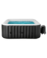 Skonyon Rectangular Blowup Pool Hottub with 130 Air Jets for 4-6 Person-Black