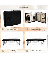 Skonyon 84 Inch L Portable Adjustable Massage Bed with Carry Case for Facial Salon Spa -Black