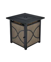 Sugift 25 Inch 40000 Btu Propane Fire Pit Table with Lid and Fire Glass