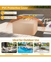 Sugift 52 Inch Rattan Wicker Propane Fire Pit Table with Rain Cover and Lava Rock-Black
