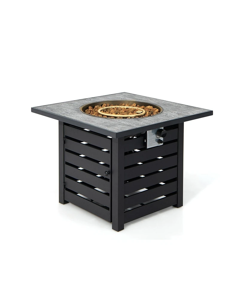 Sugift Square Propane Fire Pit Table with Lava Rocks and Rain Cover