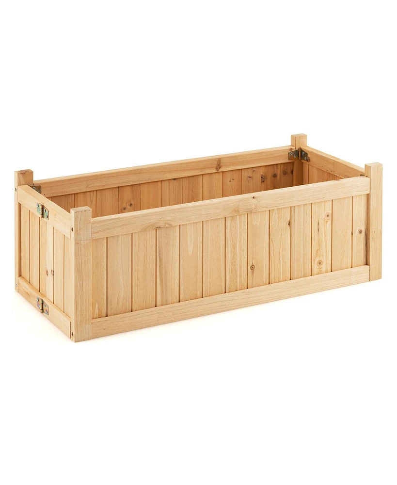 Sugift Folding Wooden Raised Garden Bed with Removable Bottom for Herbs Fruits Flowers